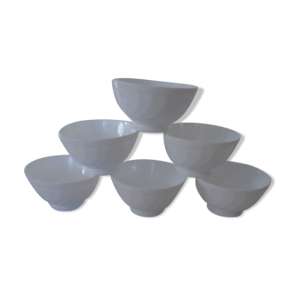 6 white bowls with arcopal twists france
