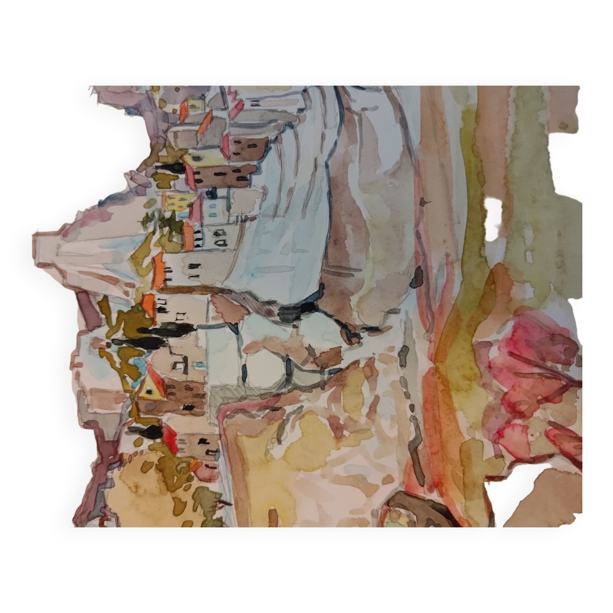 Gouache Les Baux de Provence