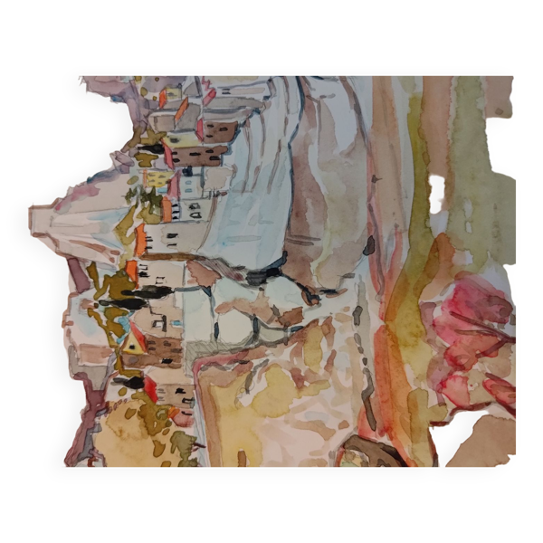 Gouache Les Baux de Provence