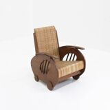 Ensemble de fauteuils en rotin tressé au design Art déco, années 1930, Italie