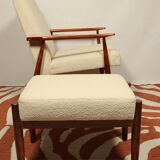 Scandinavian armchair and foot rest beige buckle design by H.lis