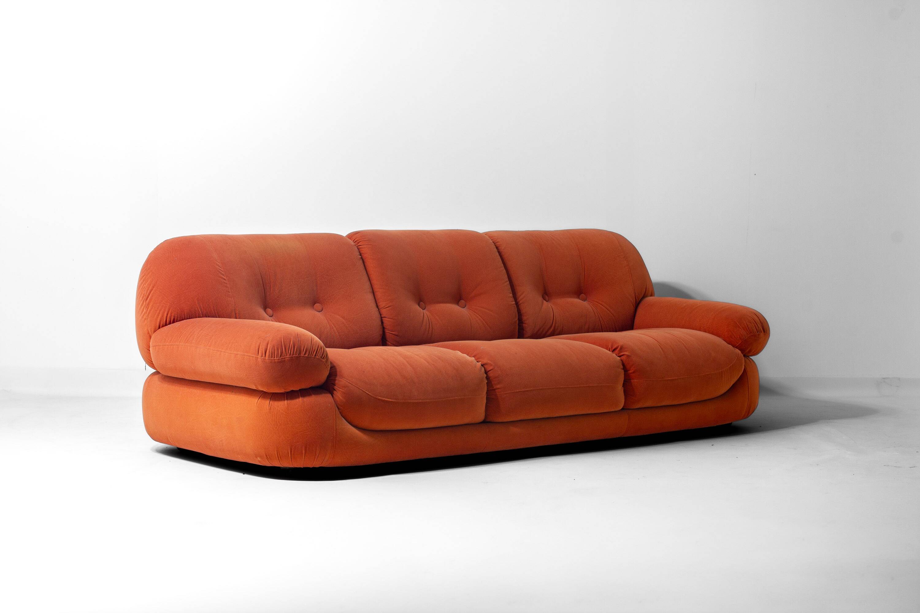 Vintage 'Sapporo' 3-seater sofa in suede by Mobil Girgi, 1970s