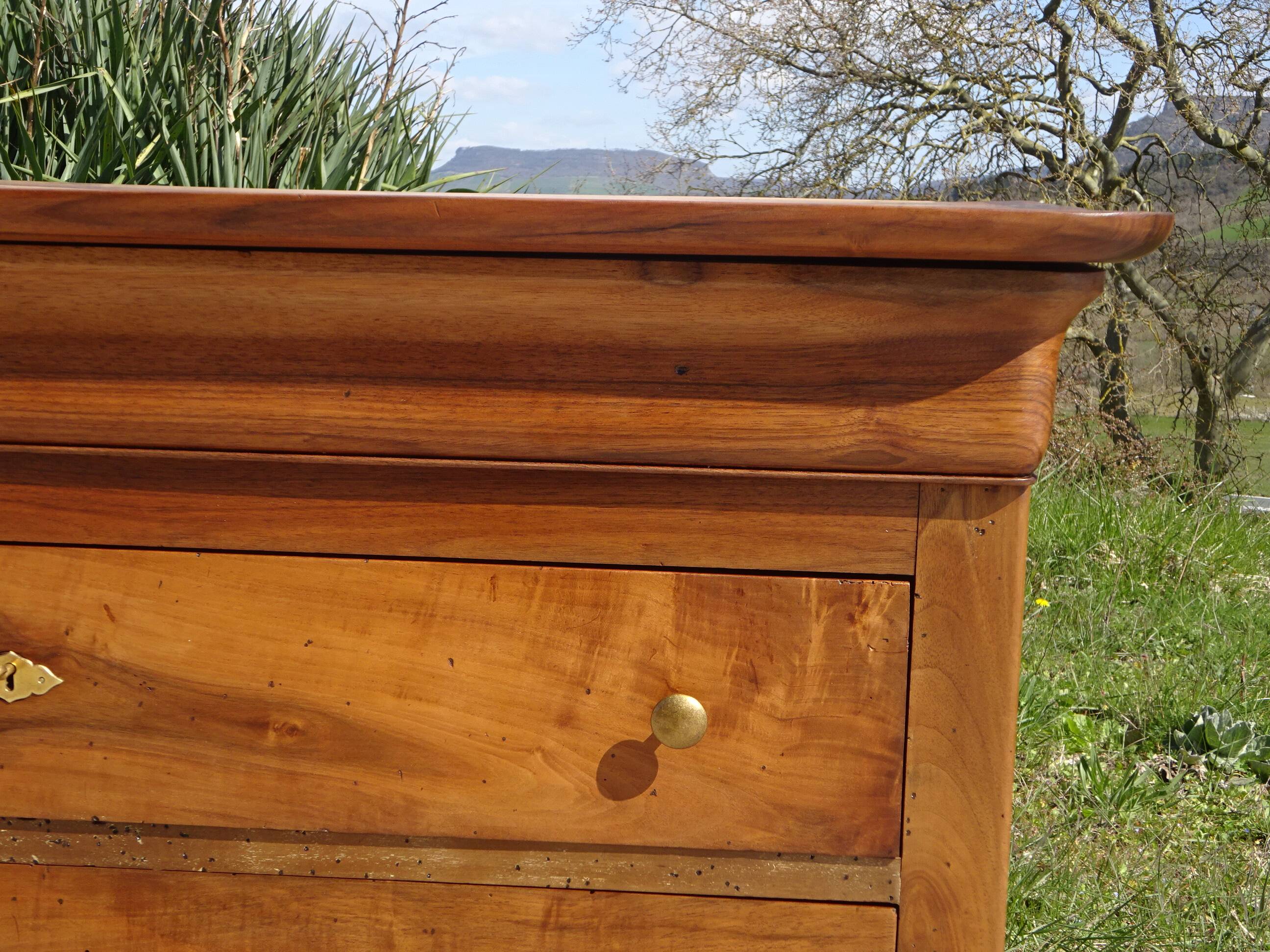 Antique Louis Philippe chest of drawers made entirely of walnut.