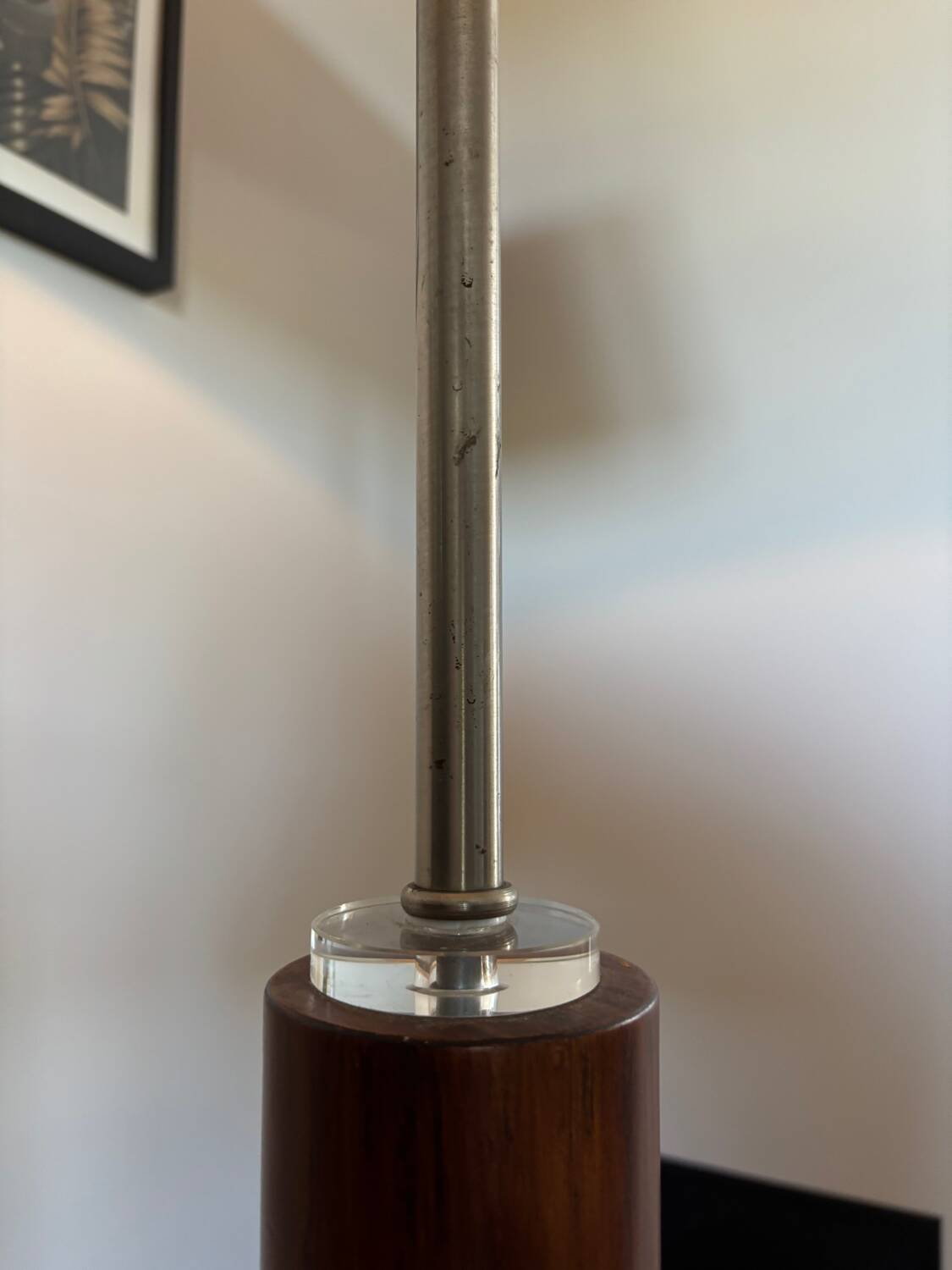Metal and wood floor lamp