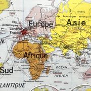 Ancienne carte scolaire Vidal-Lablache 322, 1960 - Planisphère monde, Out