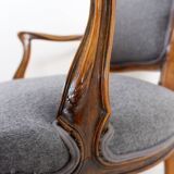 Louis XV style armchair - mouse gray felt fabric
