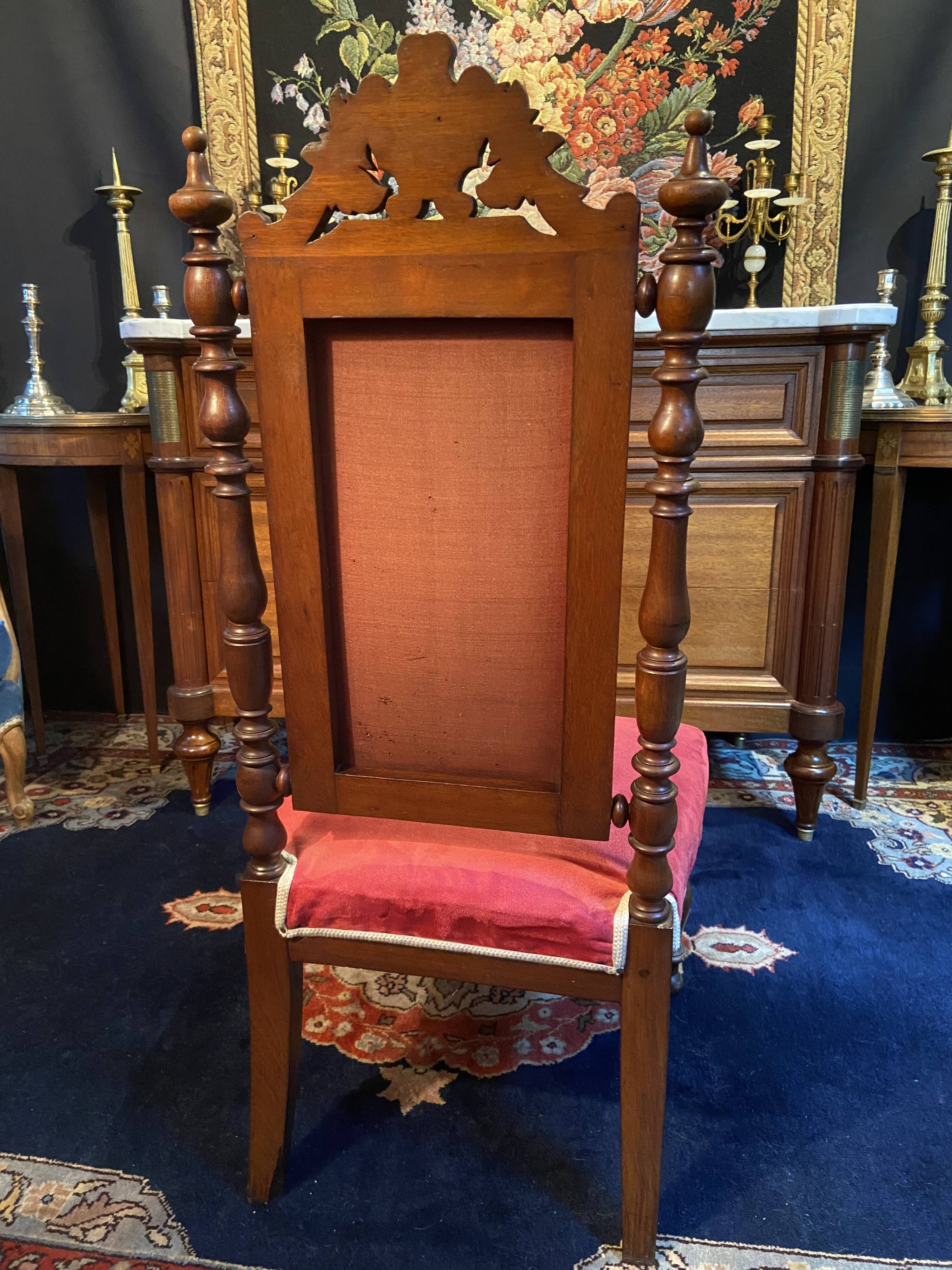 High-backed chaise longue in carved mahogany, 19th century, Napoleon III
