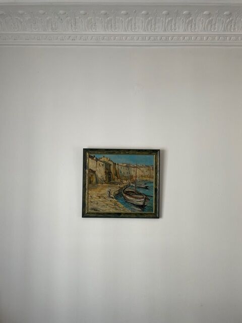 Painting signed Filhos oil on panel 1950 "Port de Martigues".