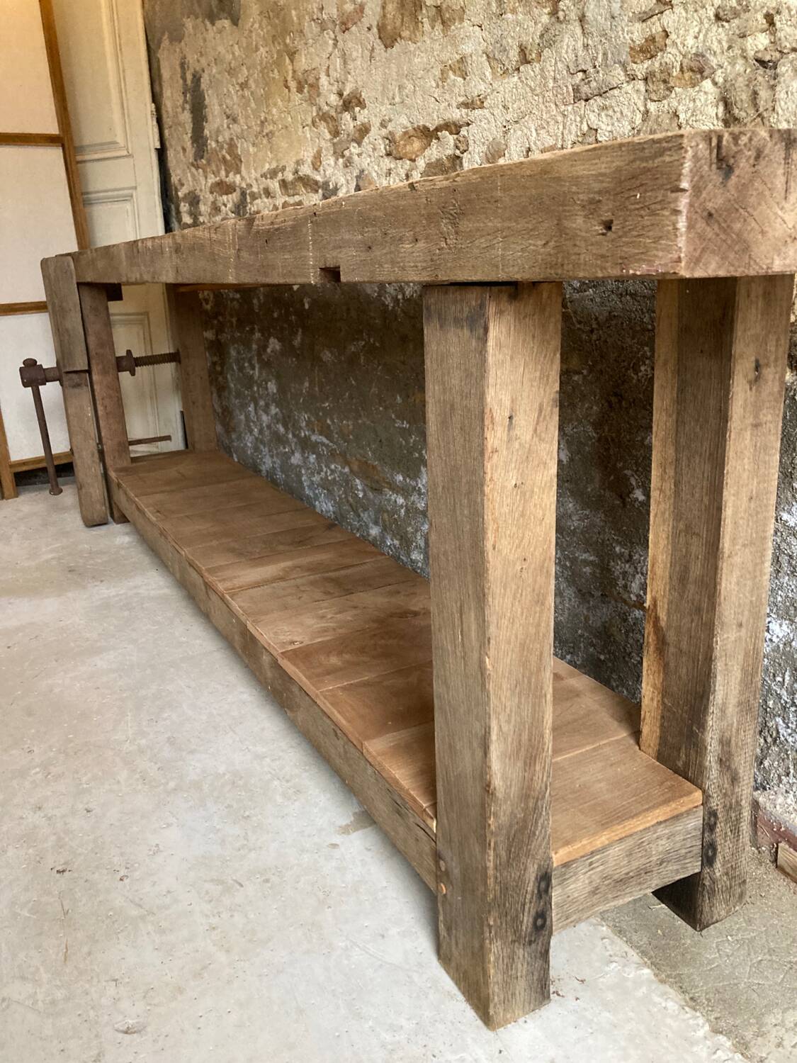 XXL solid oak console workbench