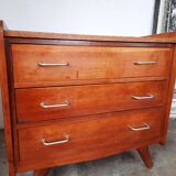 Commode chêne  pied compas, vintage reconstruction