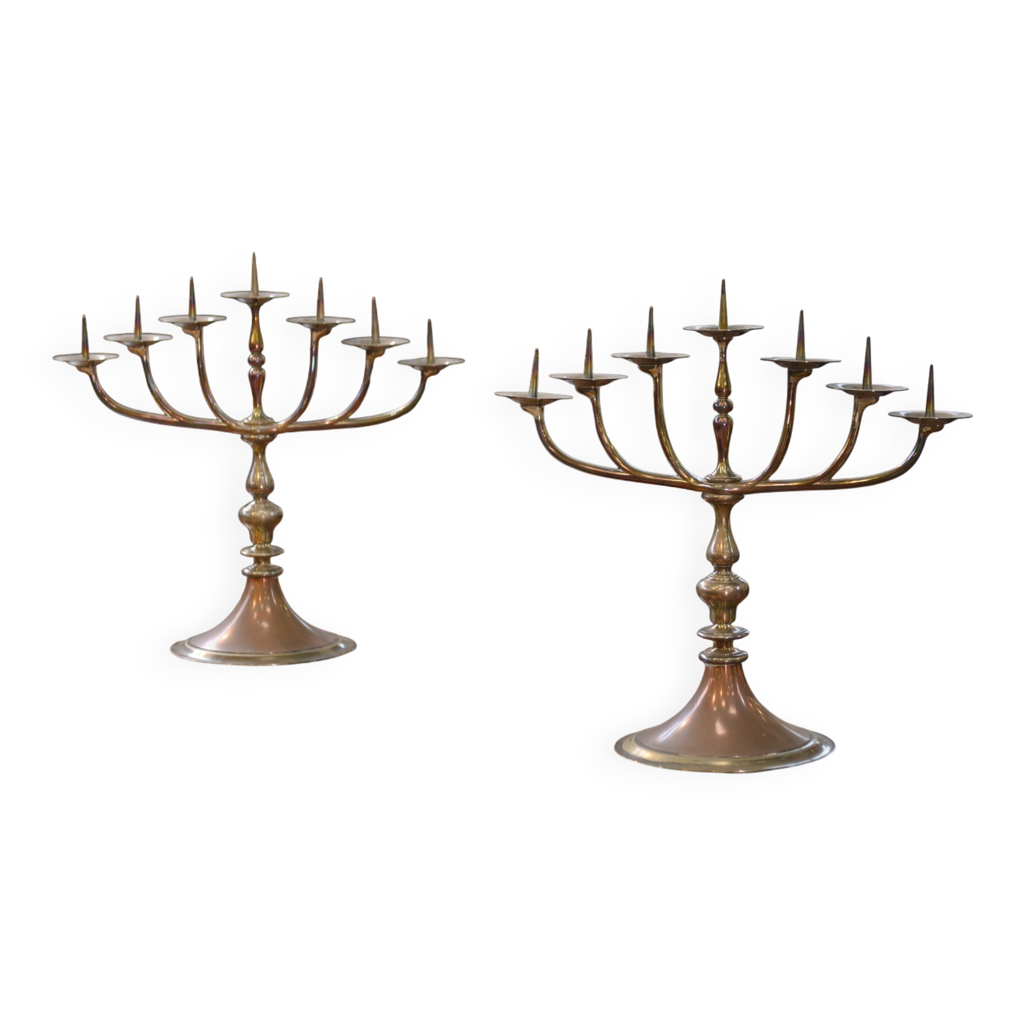 Pair of brass and copper candlesticks 1950s
