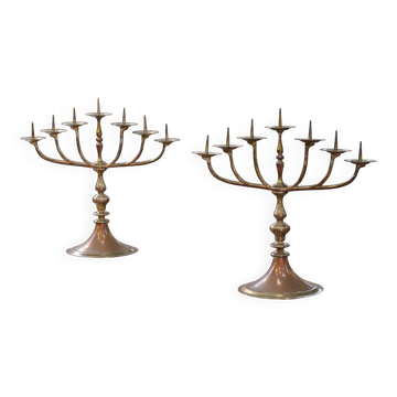Pair of brass and copper candlesticks 1950s