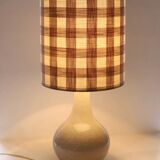 Vintage table lamp, 1950s ceramic base and beige gingham shade.