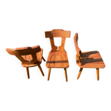 Three solid wood chairs