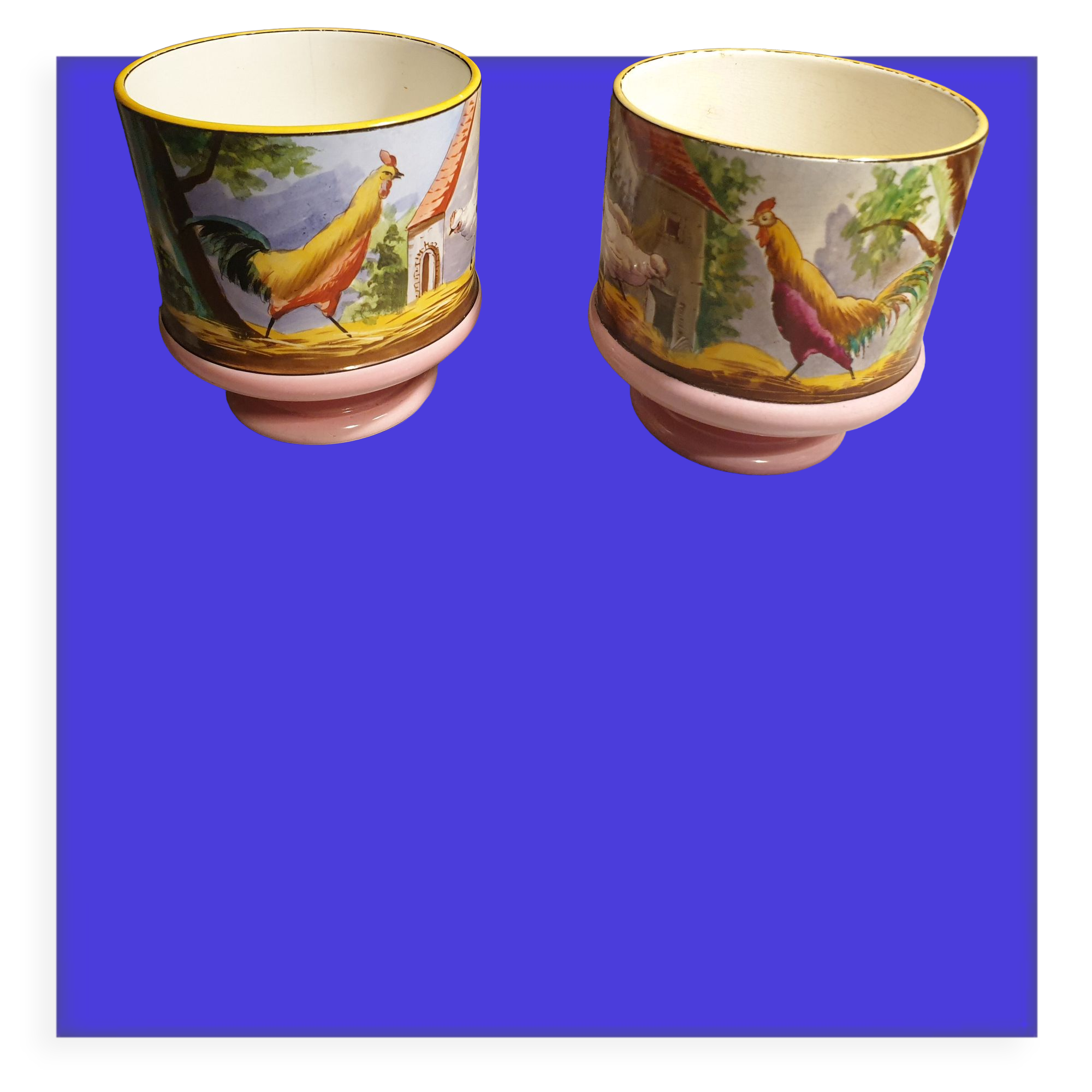 Ceramic pot cover decor with chickens