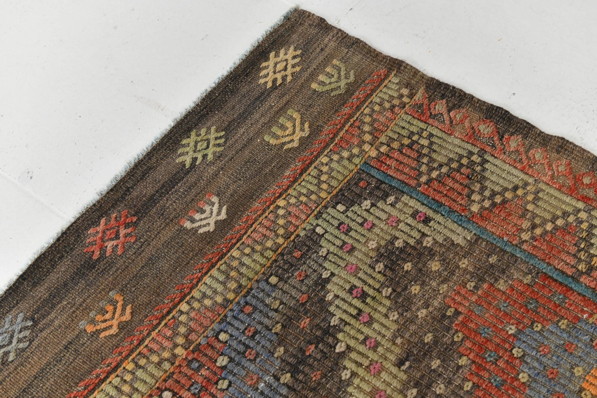 7x10 Kilim Grey Tons Living Room Wool Kilim Rug, 202x315Cm