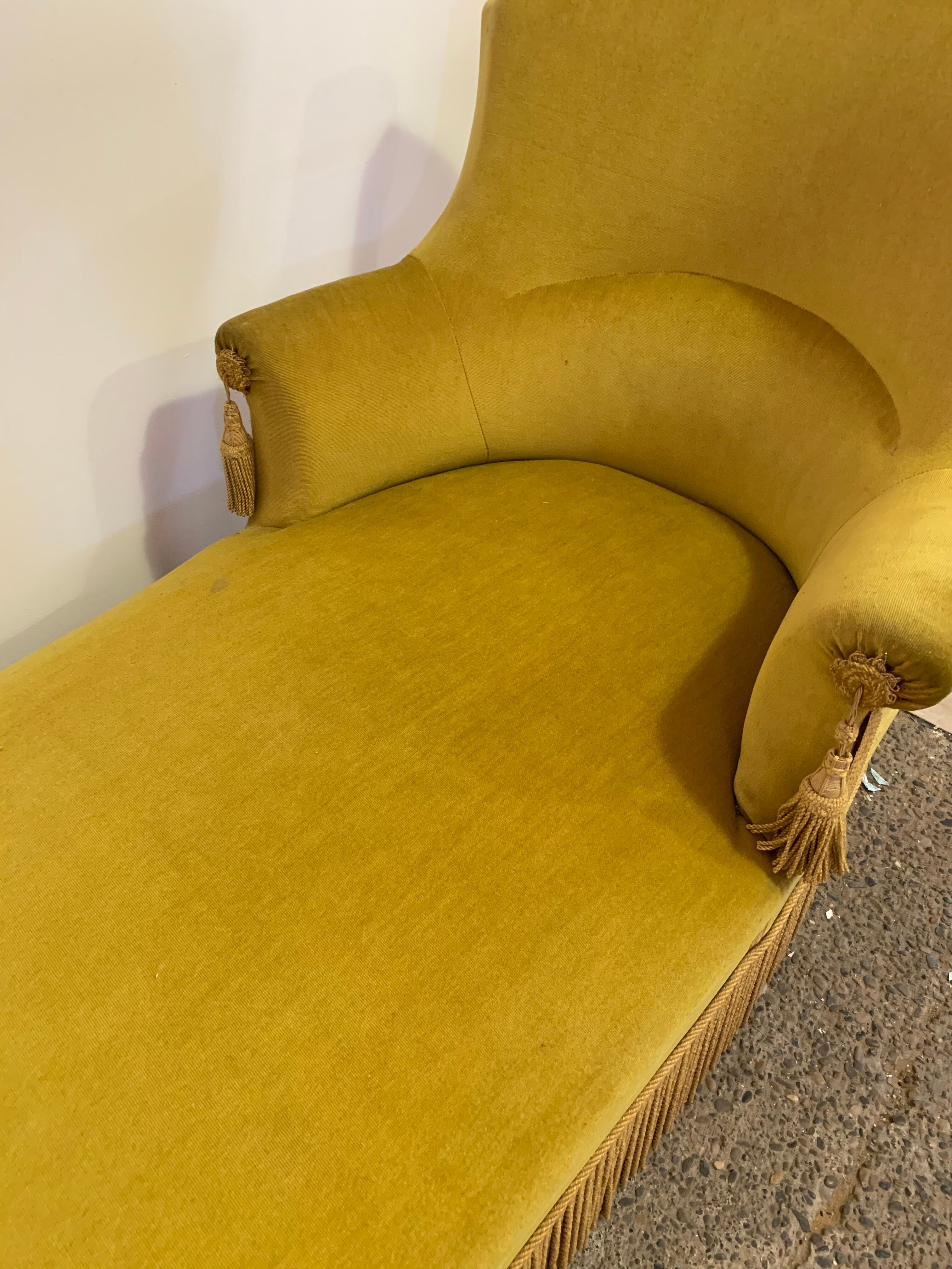 Yellow velvet meridian bench