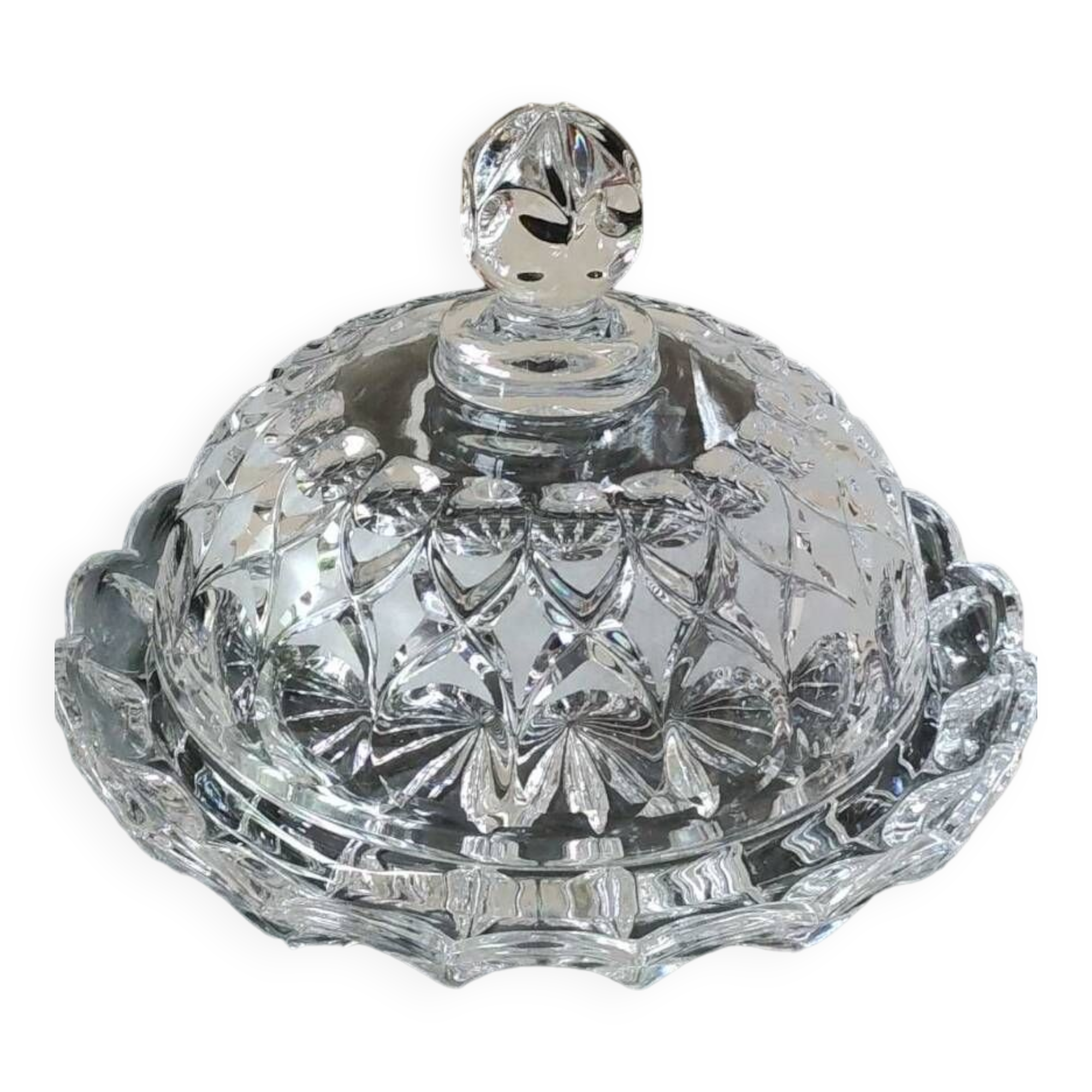 Butter dish/Cheese bell. Dome/Nachtmann shape. Crystal. Diameter 19 cm