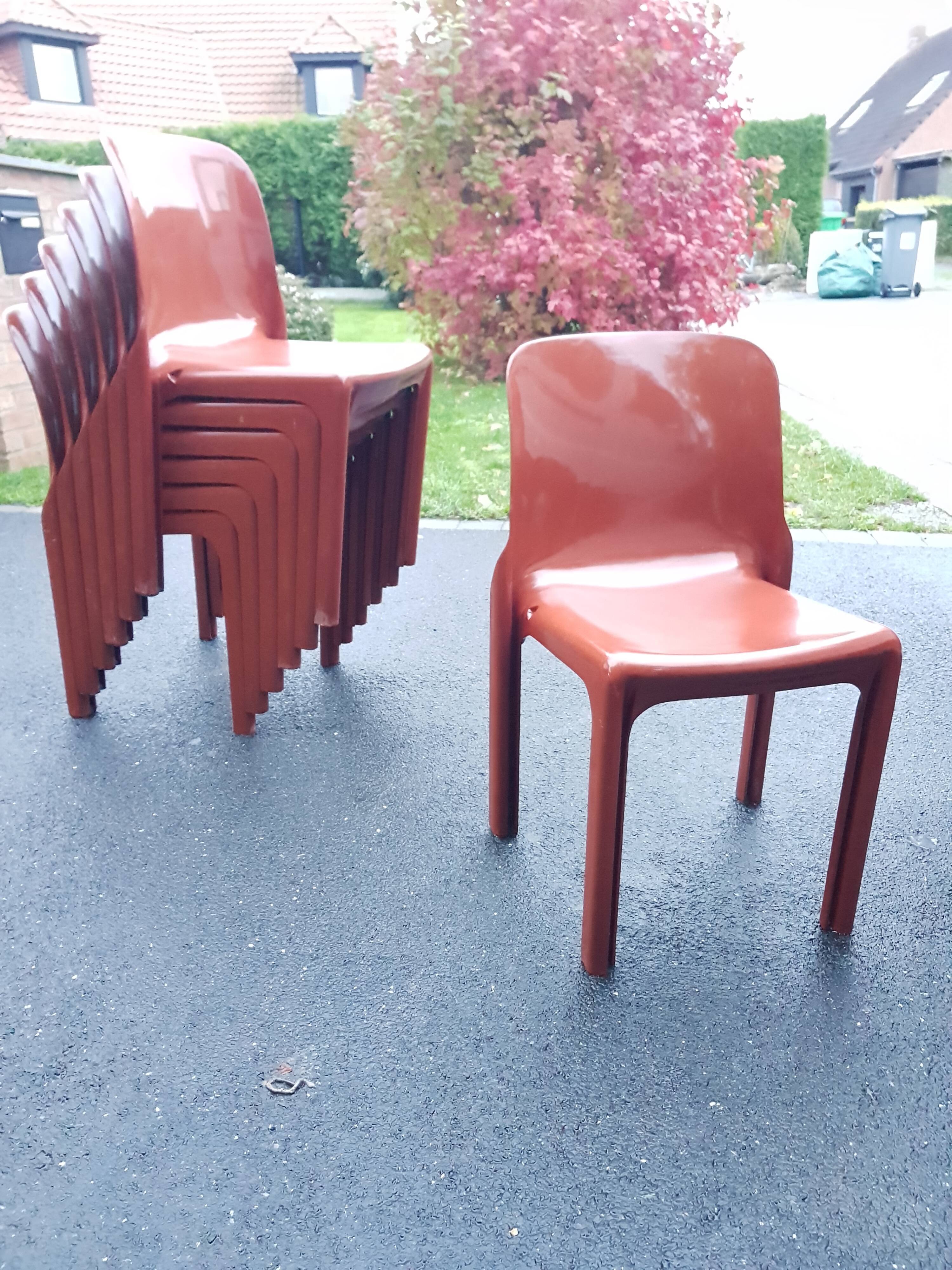 Set of 6 selene Vico magistretti chairs