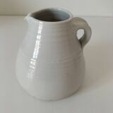 Hand-thrown white stoneware pitcher – signed artisanal ceramic