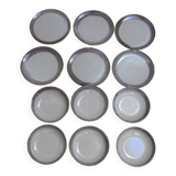 Service of 6 dish plates 6 deep plates enameled terracotta 1970s edge