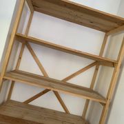 Vintage beige pine high bookshelf - Open shelf Hungary, 1980s