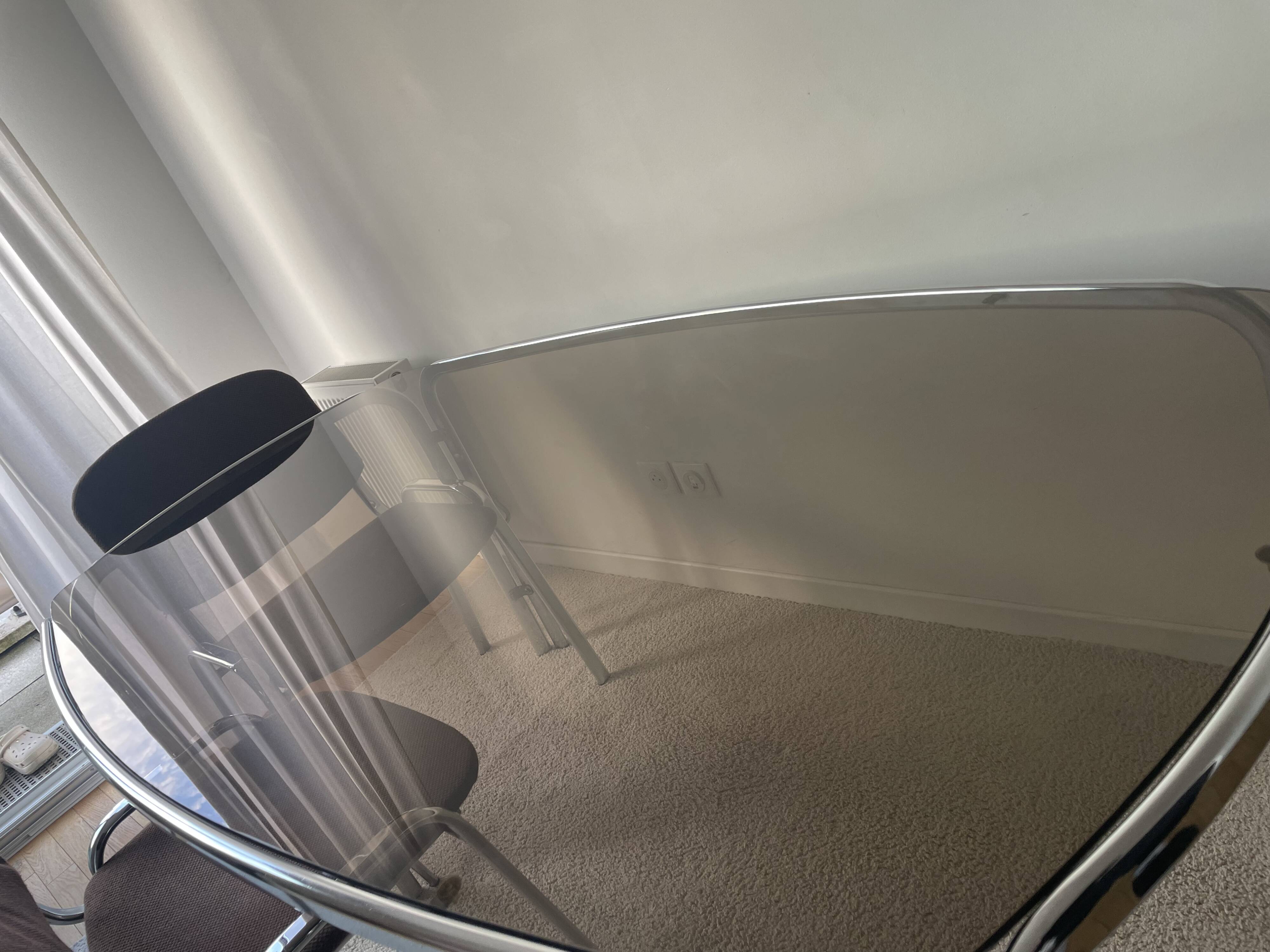 Space age dining table in smoked glass & chrome