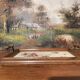 Plateau ancien bois et céramique 1900