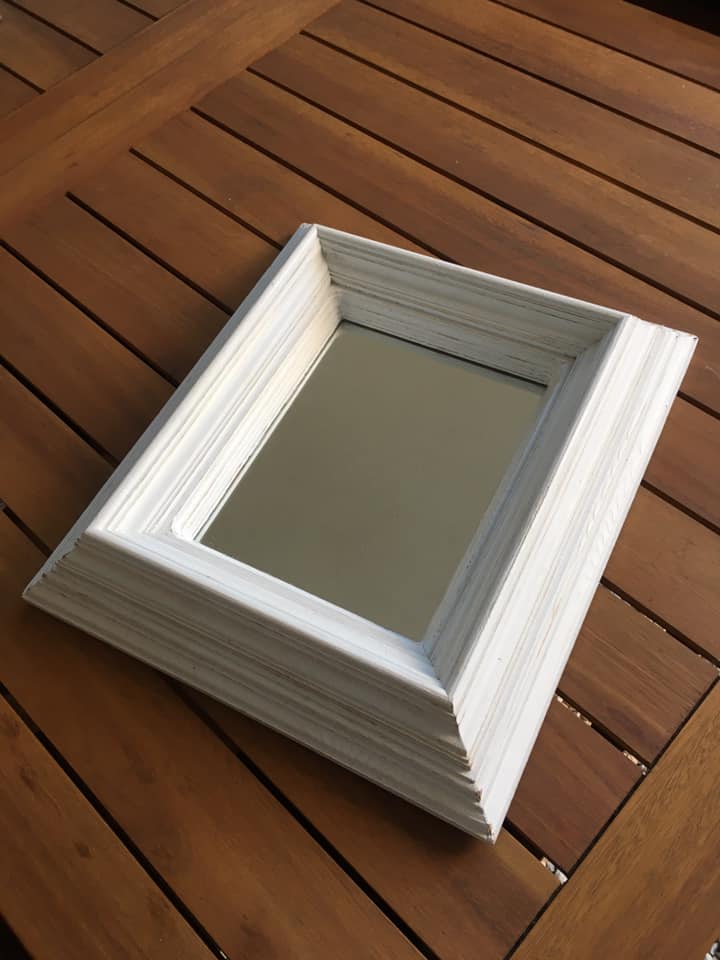 White wooden mirror