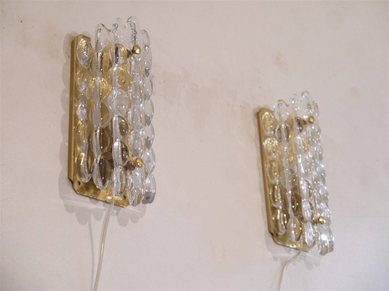 Swedish crystal wall lights by Carl Fagerlund 1960
