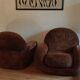 2 vintage velvet lounge chairs 70s