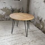 Wicker and metal coffee table from the 1950s