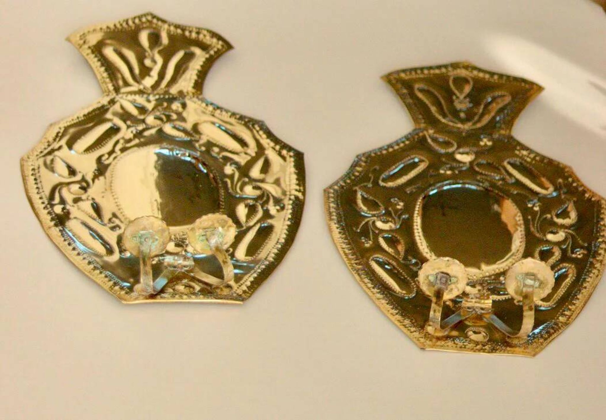 Pair of large baroque style mid-century Swedish brass sconces