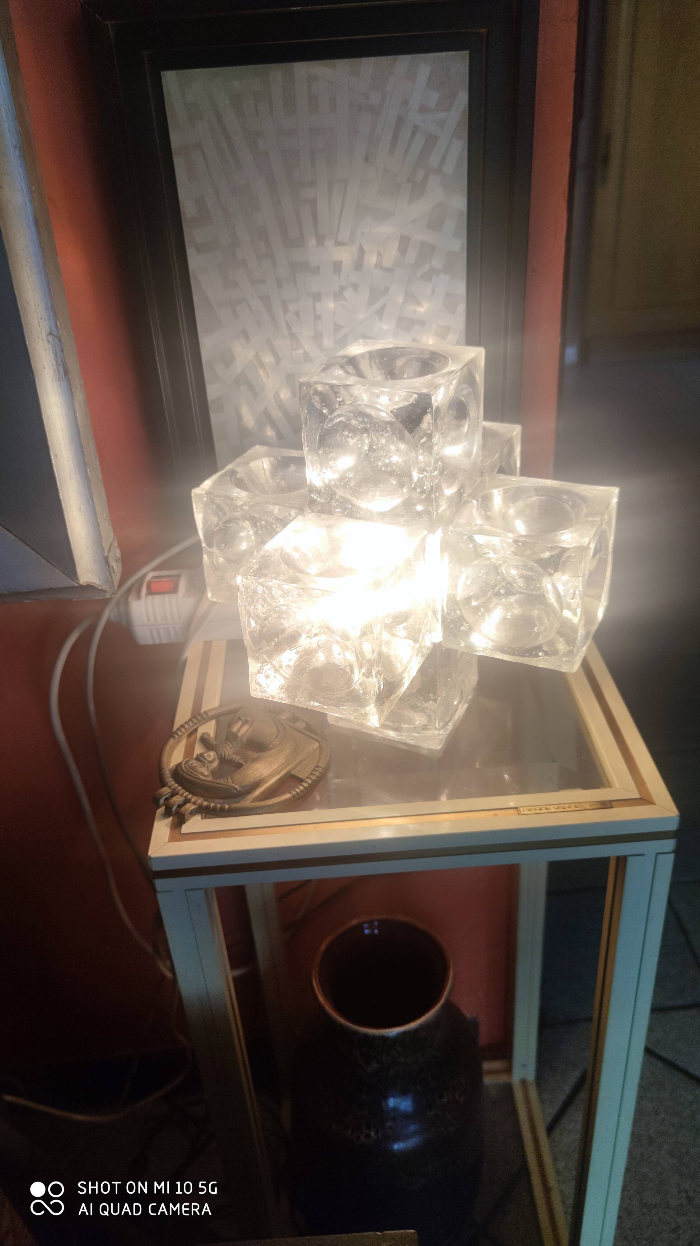 Ice cube glass lamp, circa 1960