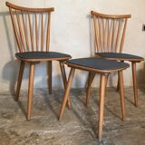 Set of 2 chairs with bars and a stool vintage compass feet 1960's