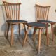 Set of 2 chairs with bars and a stool vintage compass feet 1960's