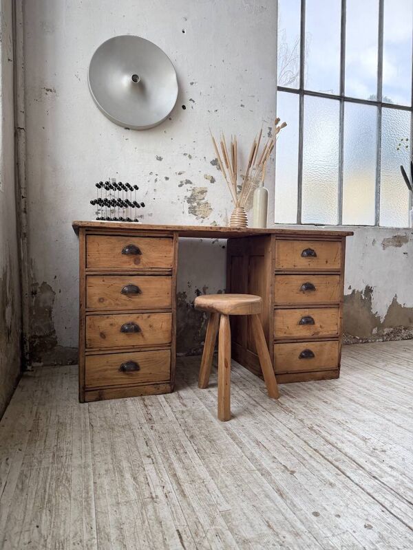 Bureau pin meuble atelier 1950