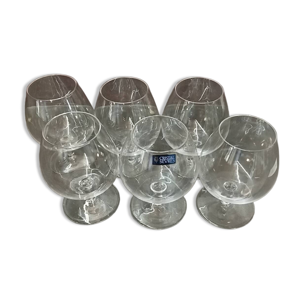 6 verres à cognac en cristal de Sèvres