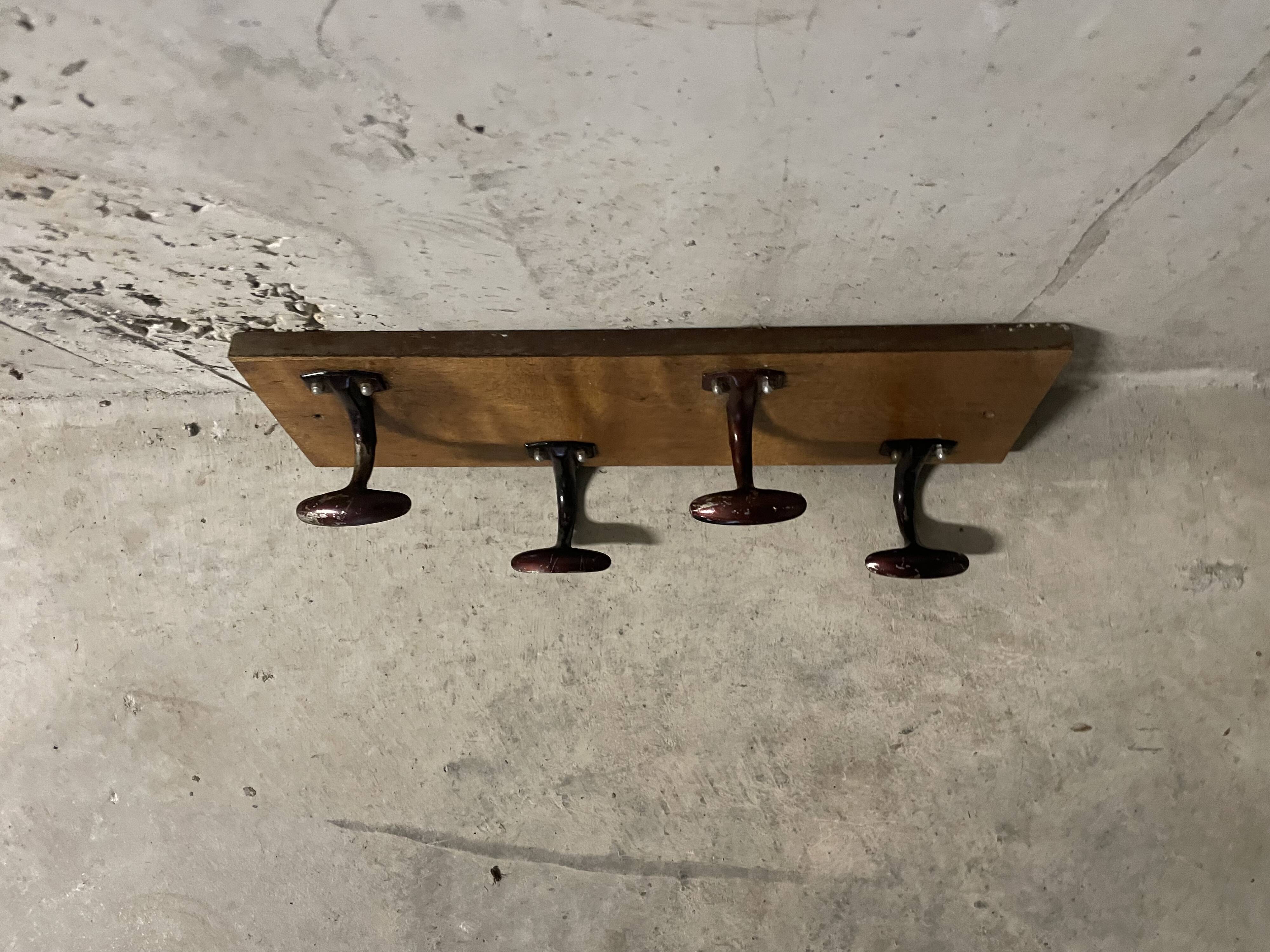 1960s wall-mounted coat rack