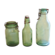 Lot de 3 bocaux et fiole en verre ancien