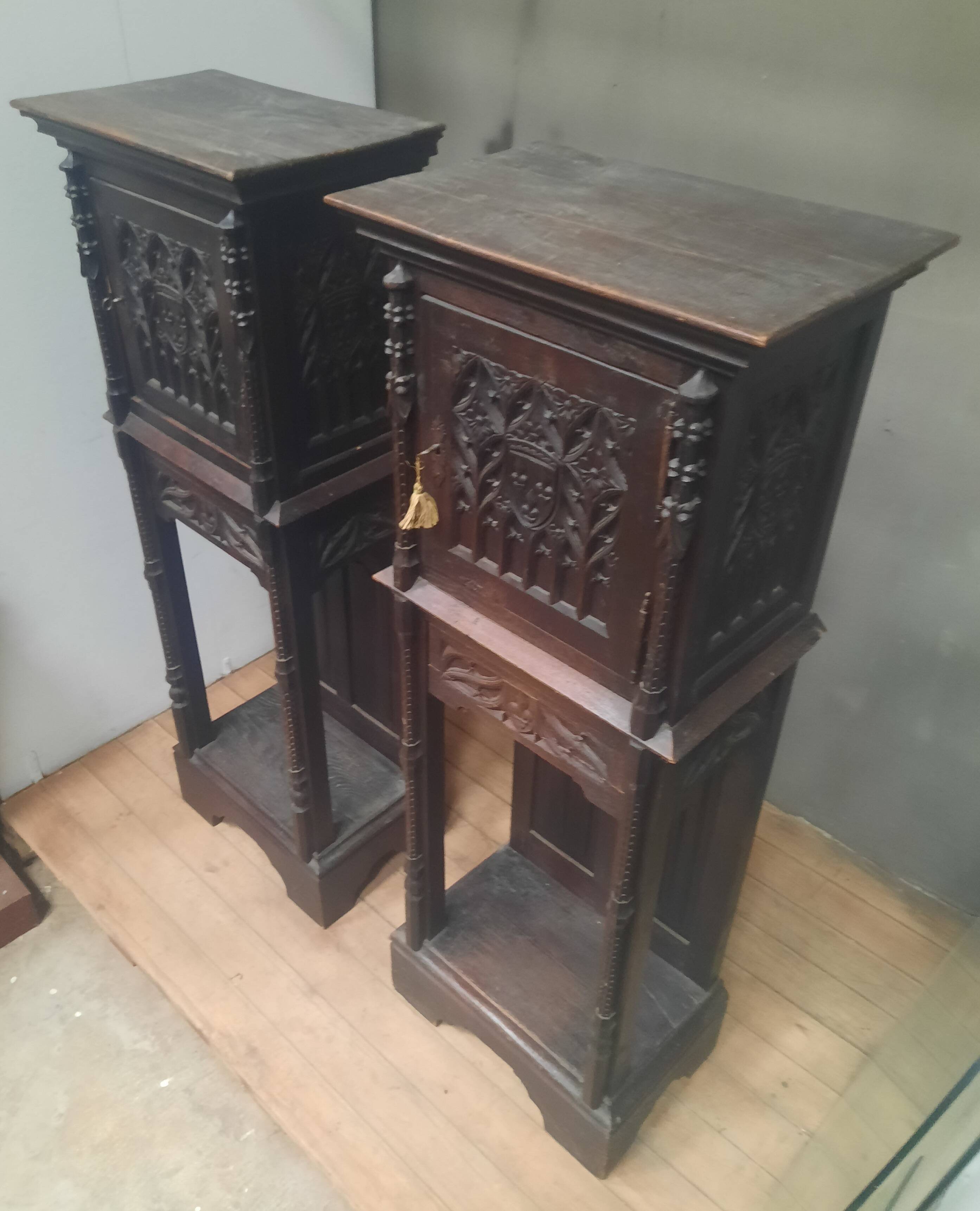 Pair of Gothic credenzas