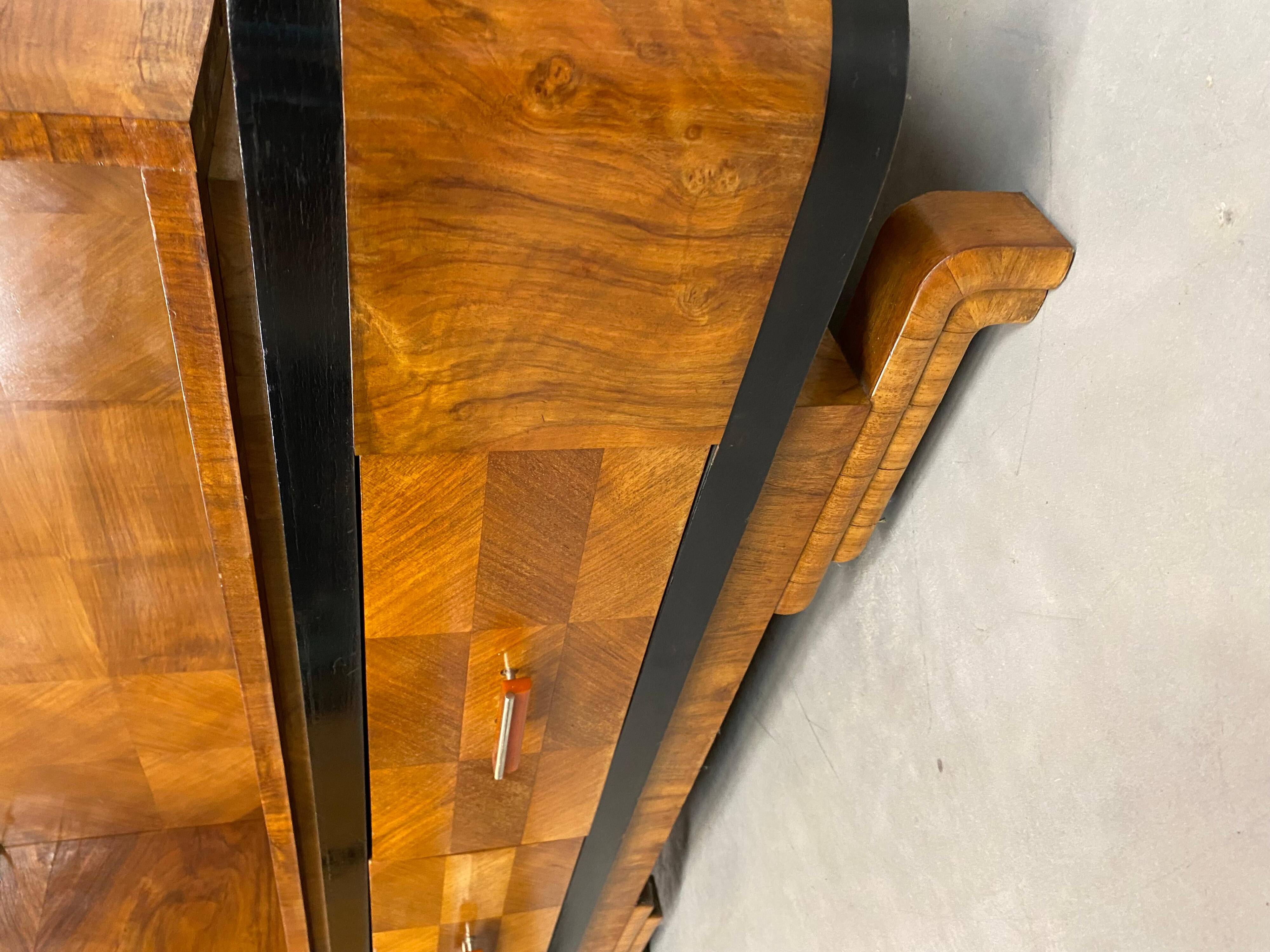 Art Deco display cabinet in walnut