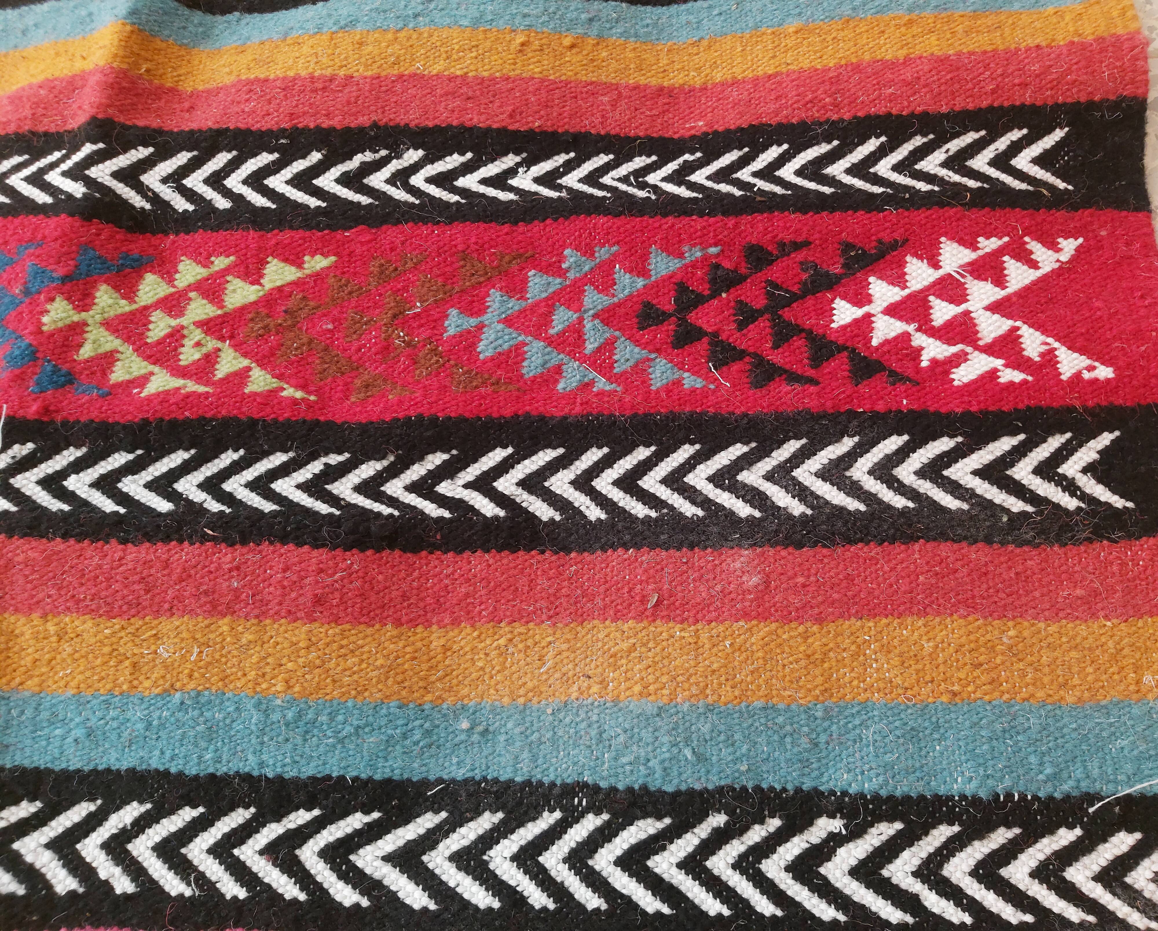 Multicolored Berber kilim carpet handmade in pure wool 100 x 150cm