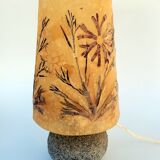 Granite lamp with triskell grave lampshade resin inclusion flowers 1960
