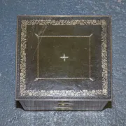 Yew Wood Nightstand Military Campaign with Green Leather Top