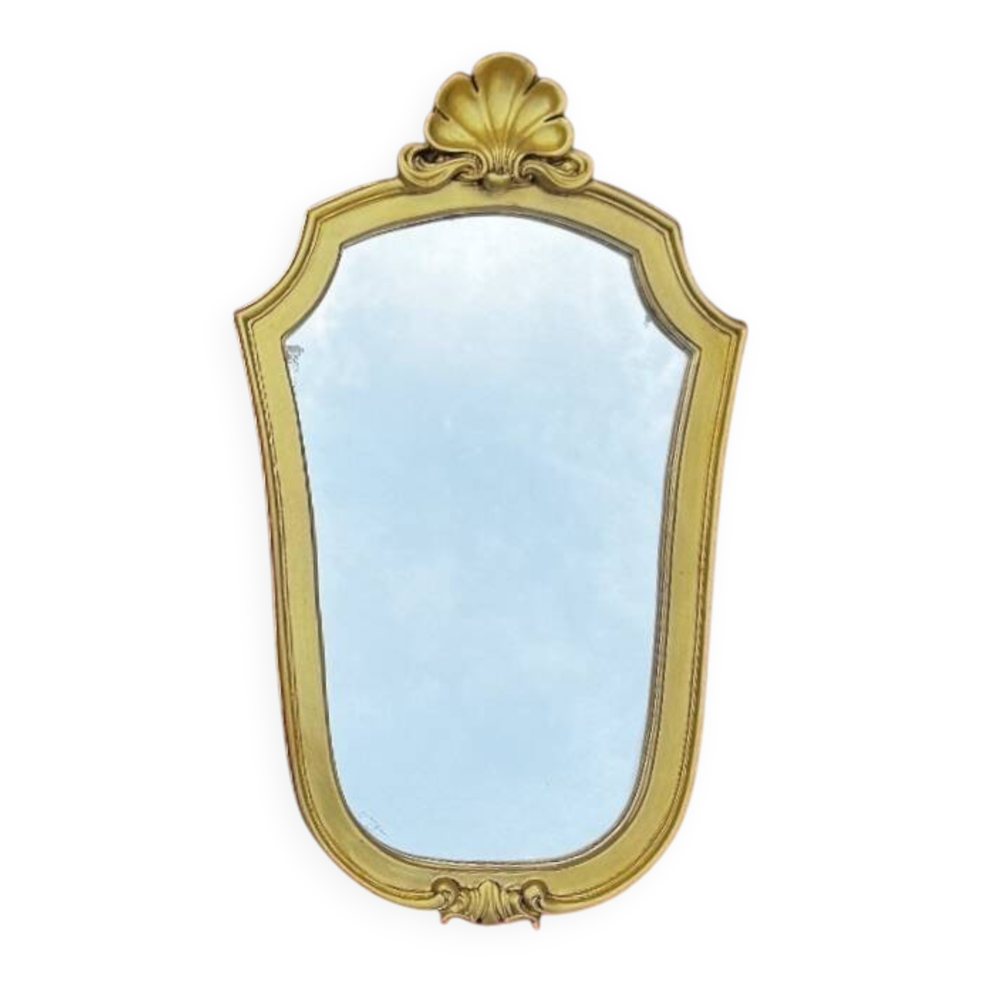 Antique wall mirror in gilded resin – back in red velvet