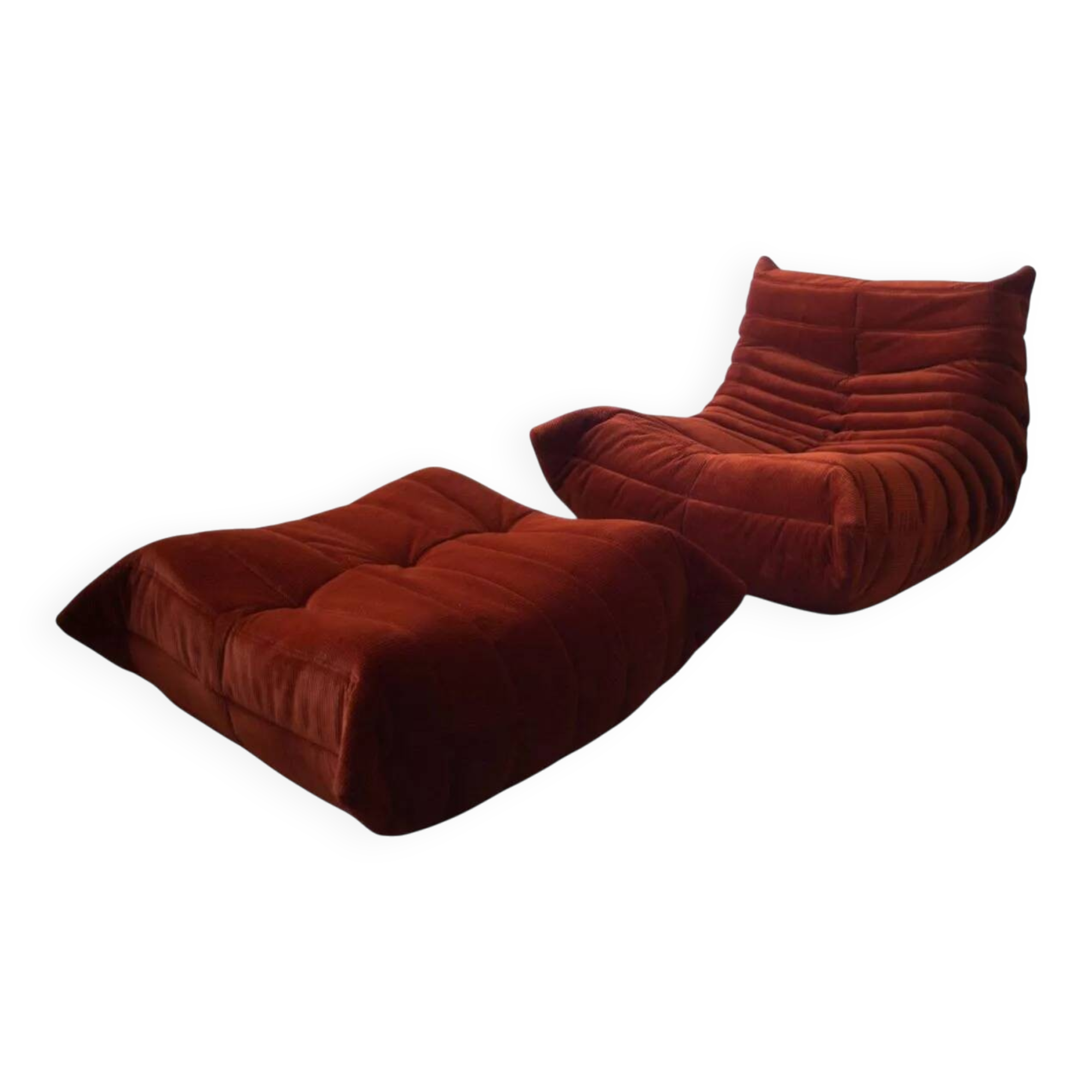 Set of Togo lounge chair and pouf by Michel Ducaroy for Ligne Roset, 1973