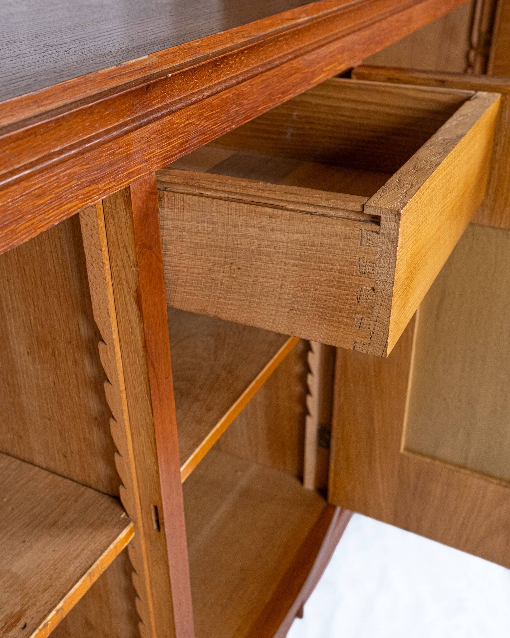 Art Deco oak buffet with crossbars, France, 1940s