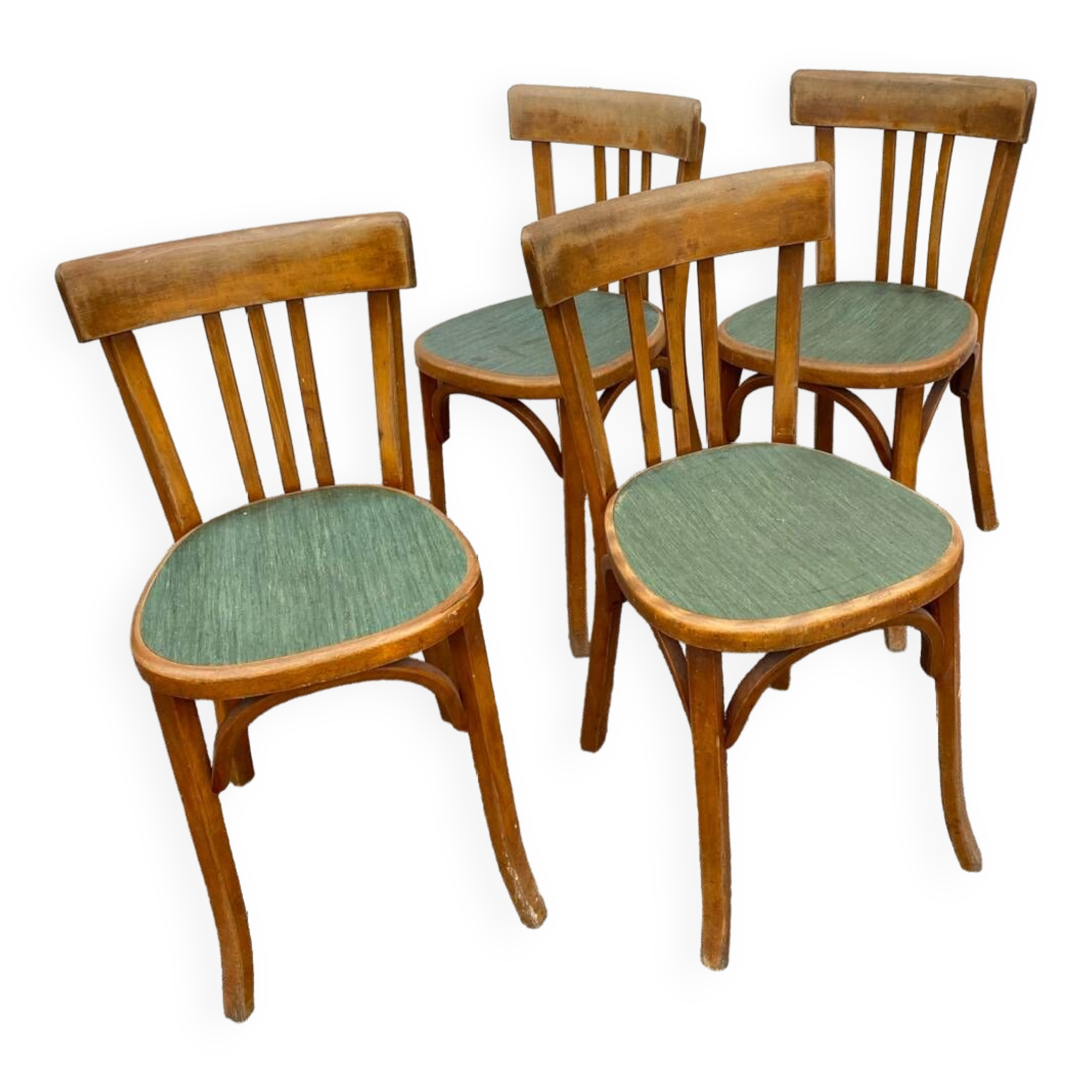 Série de 4 chaises bistrot vertes