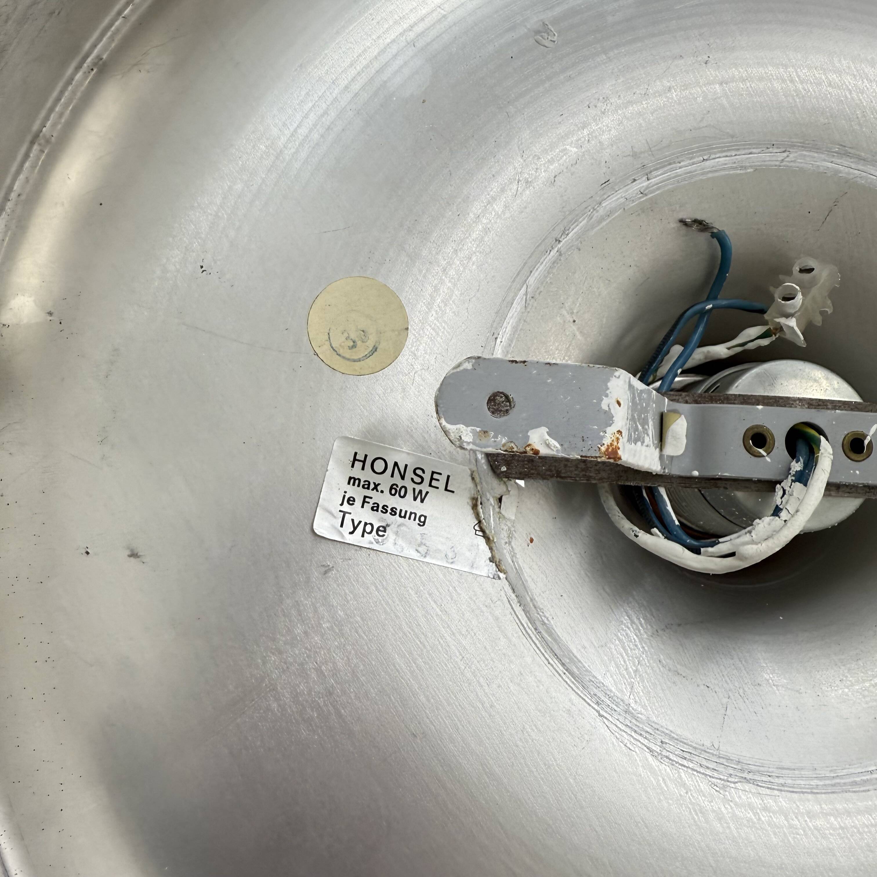 Honsel orange space age disc lamp , 1970s selected by Charlotte perriand